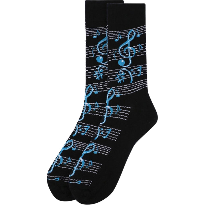 Music Notes Crew Novelty Socks - Black