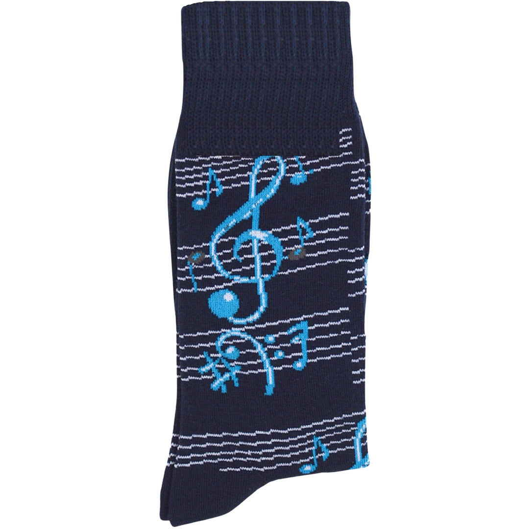 Music Notes Crew Novelty Socks - Navy