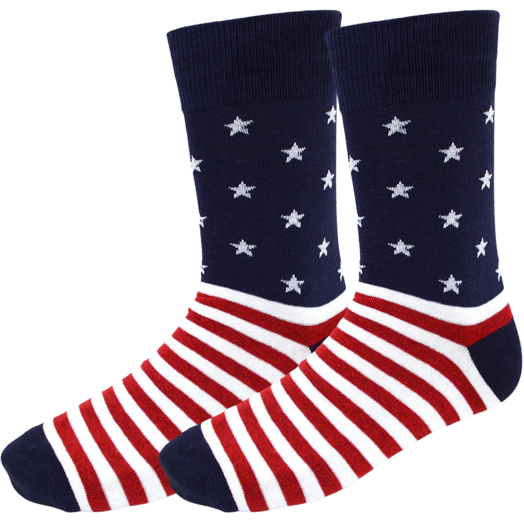USA Stars & Stripes Crew Novelty Socks - Navy