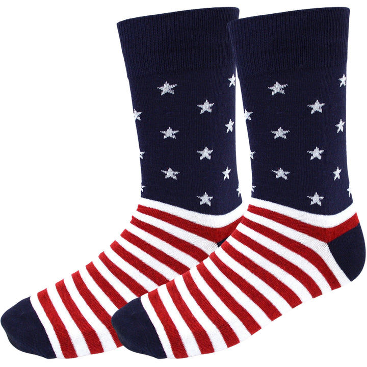 USA Stars & Stripes Crew Novelty Socks - Navy