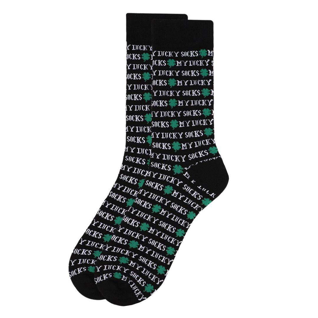 My Lucky Shamrock Clover St. Patrick's Day Crew Novelty Socks - Black