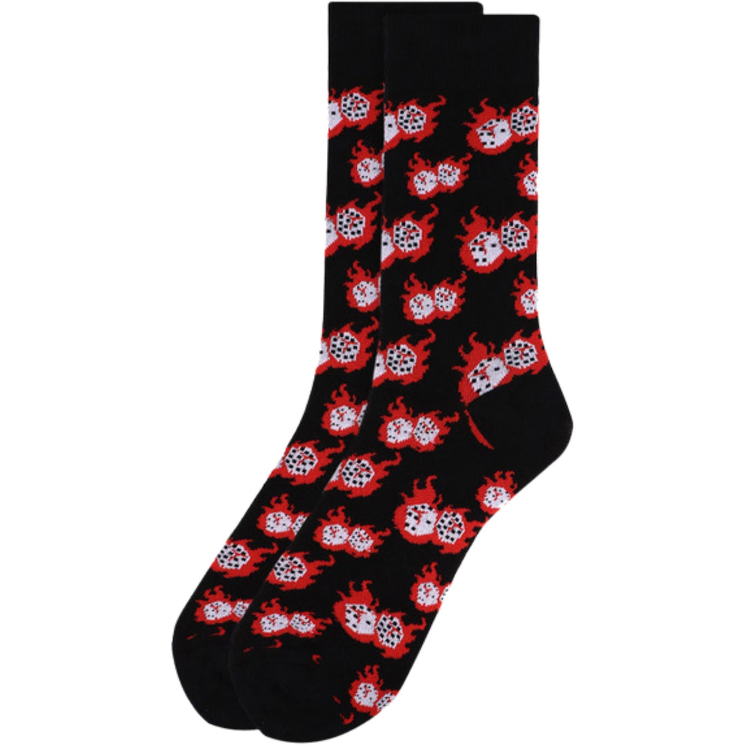 Fire Dice Crew Novelty Socks - Black