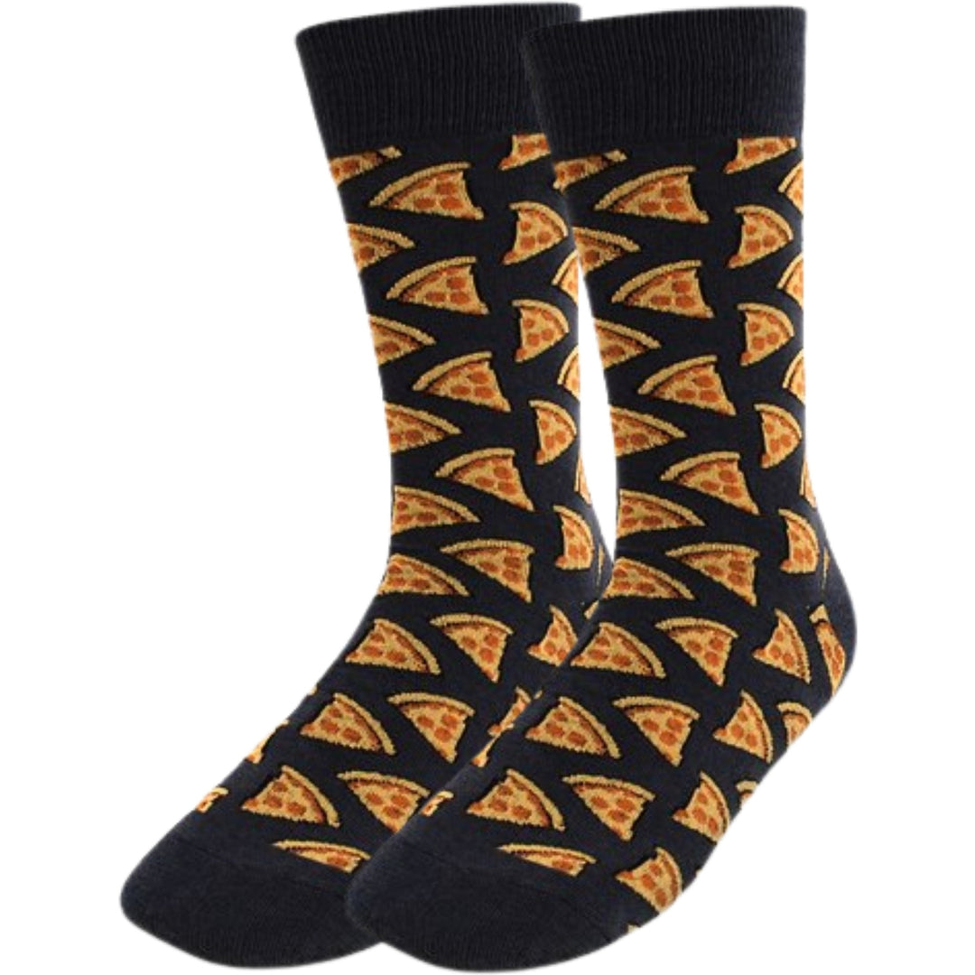 Pepperoni Pizza Crew Novelty Socks - Black