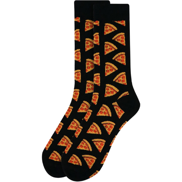 Pepperoni Pizza Crew Novelty Socks - Black