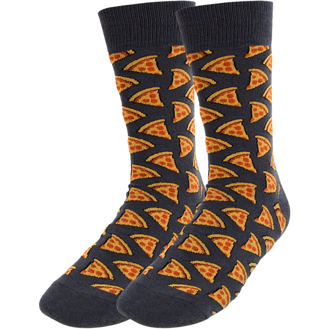 Pepperoni Pizza Slices Crew Novelty Socks - Gray