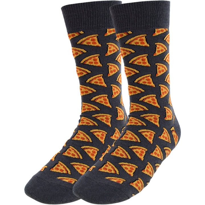 Pepperoni Pizza Slices Crew Novelty Socks - Gray