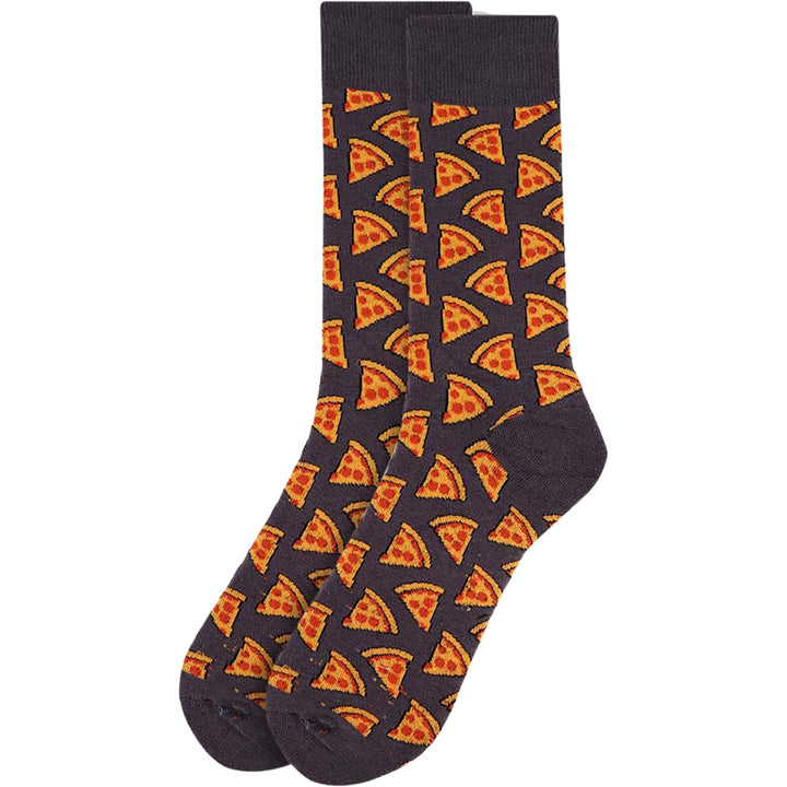 Pepperoni Pizza Slices Crew Novelty Socks - Gray