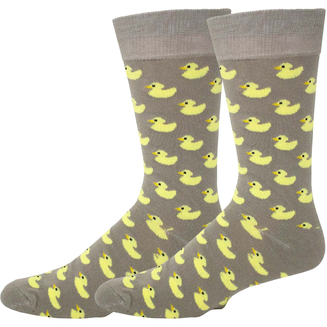 Ducklings Crew Novelty Socks - Gray Yellow