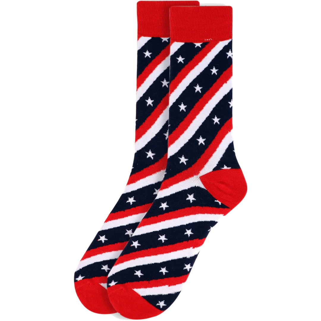 U.S.A. Flag Of America Stars Stripes Crew Novelty Socks - Red White Blue