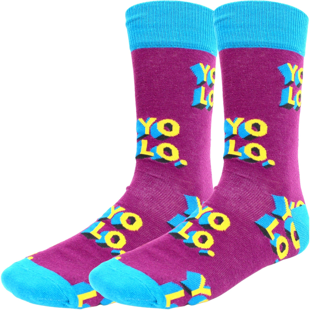 YOLO Crew Novelty Socks - Purple