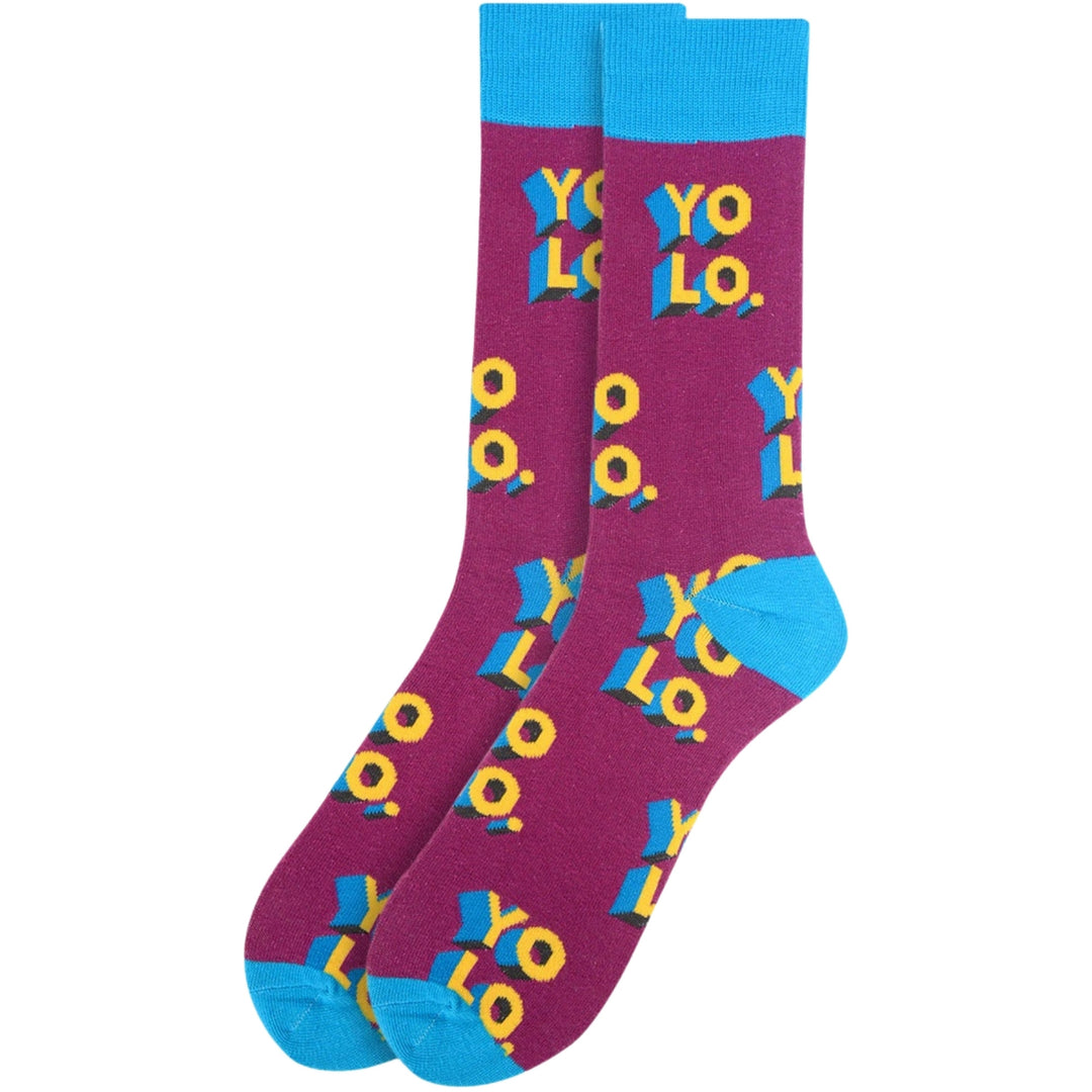 YOLO Crew Novelty Socks - Purple