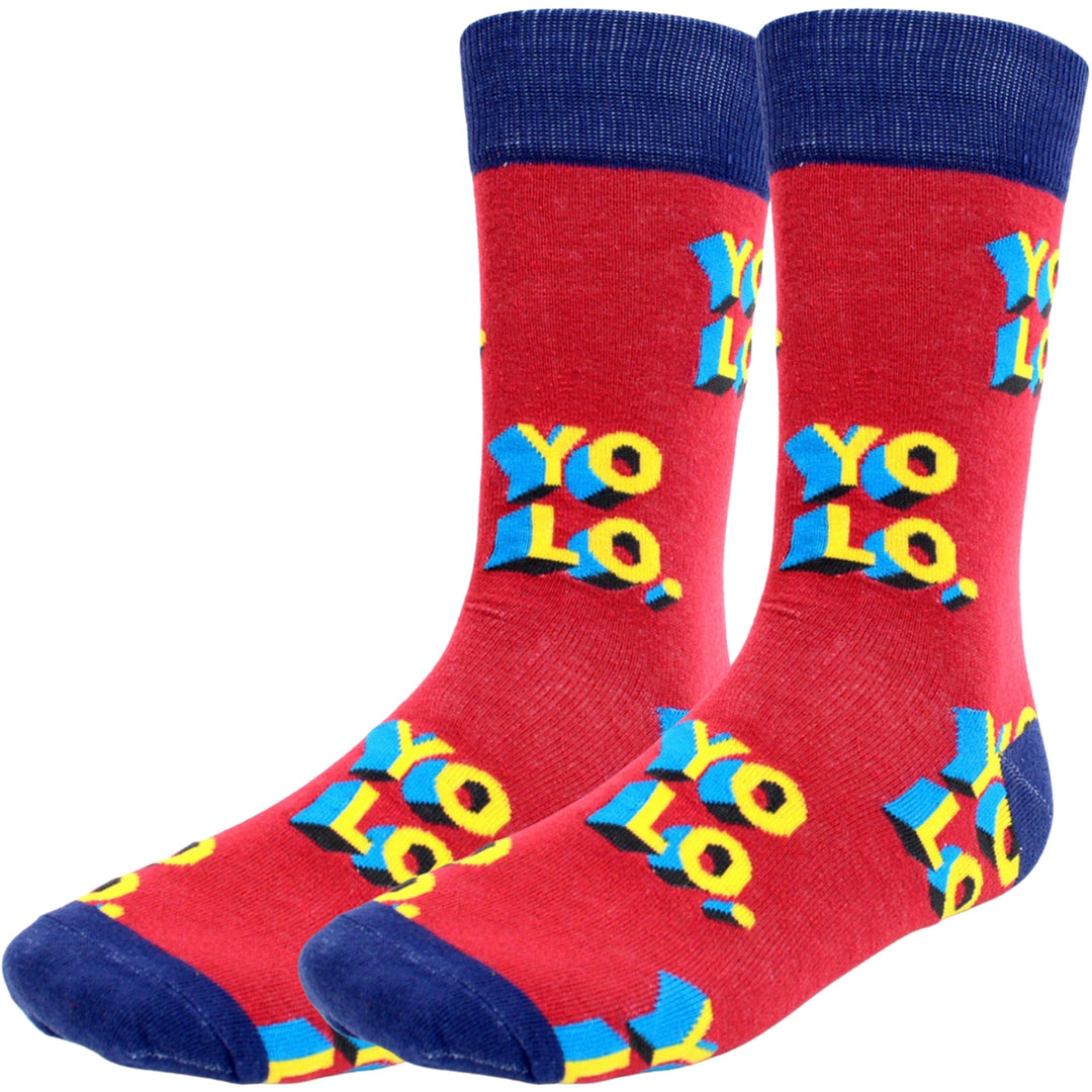YOLO Crew Novelty Socks - Red
