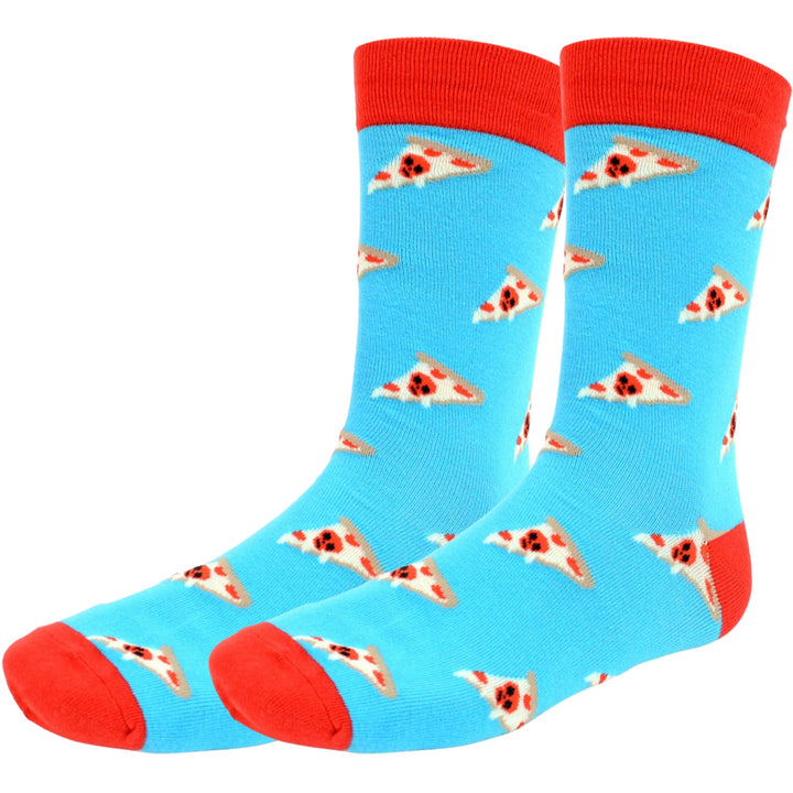 Pizza Slice Crew Novelty Socks - Blue