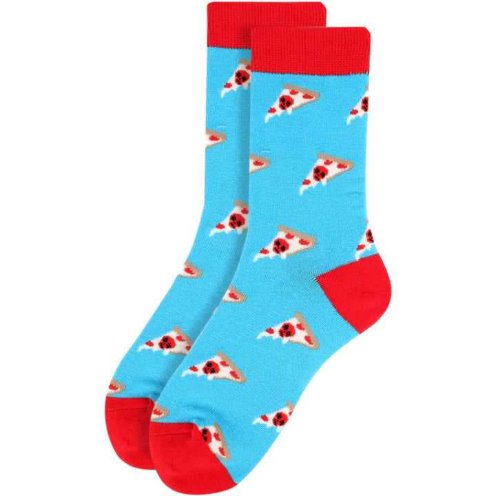 Pizza Slice Crew Novelty Socks - Blue