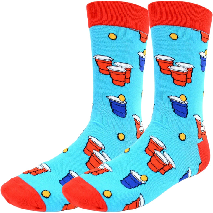 Beer Pong Crew Novelty Socks - Blue