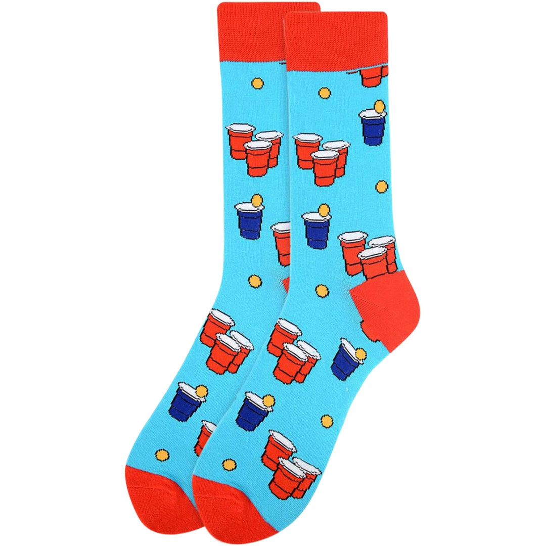 Beer Pong Crew Novelty Socks - Blue