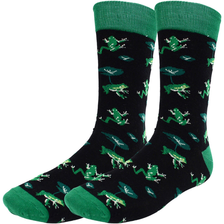 Dancing Frog Crew Novelty Socks - Black