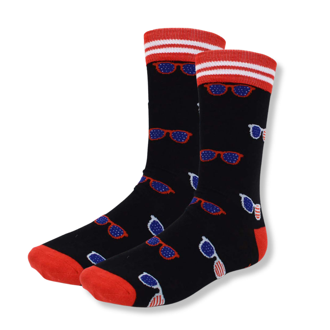 American Flag Sunglasses Crew Novelty Socks
