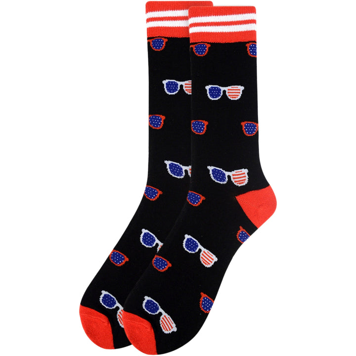 American Flag Sunglass Crew Novelty Socks