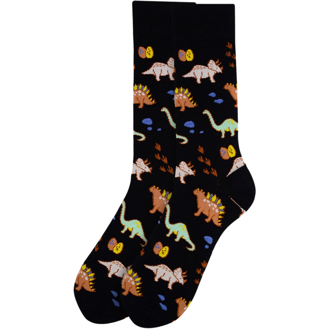 Dinosaurs Keeping it Prehistoric Crew Novelty Socks - Black