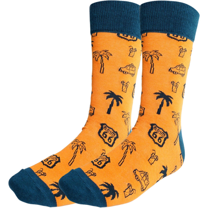 Route 66 Crew Novelty Socks - Orange