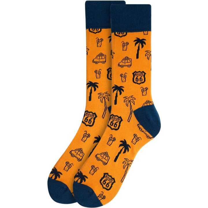 Route 66 Crew Novelty Socks - Orange