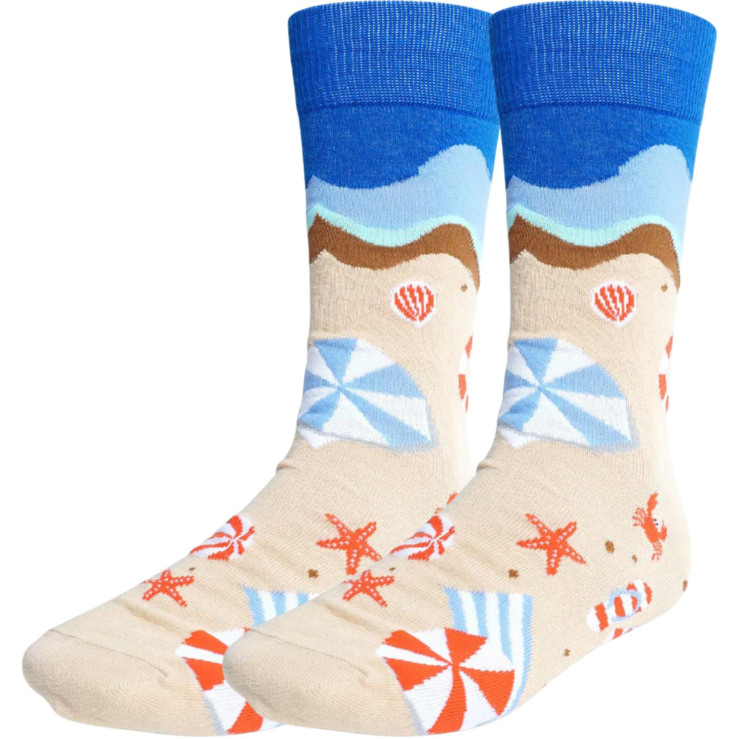 Brown Summer Beach Crew Novelty Socks