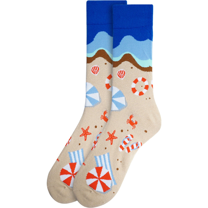 Brown Summer Beach Crew Novelty Socks