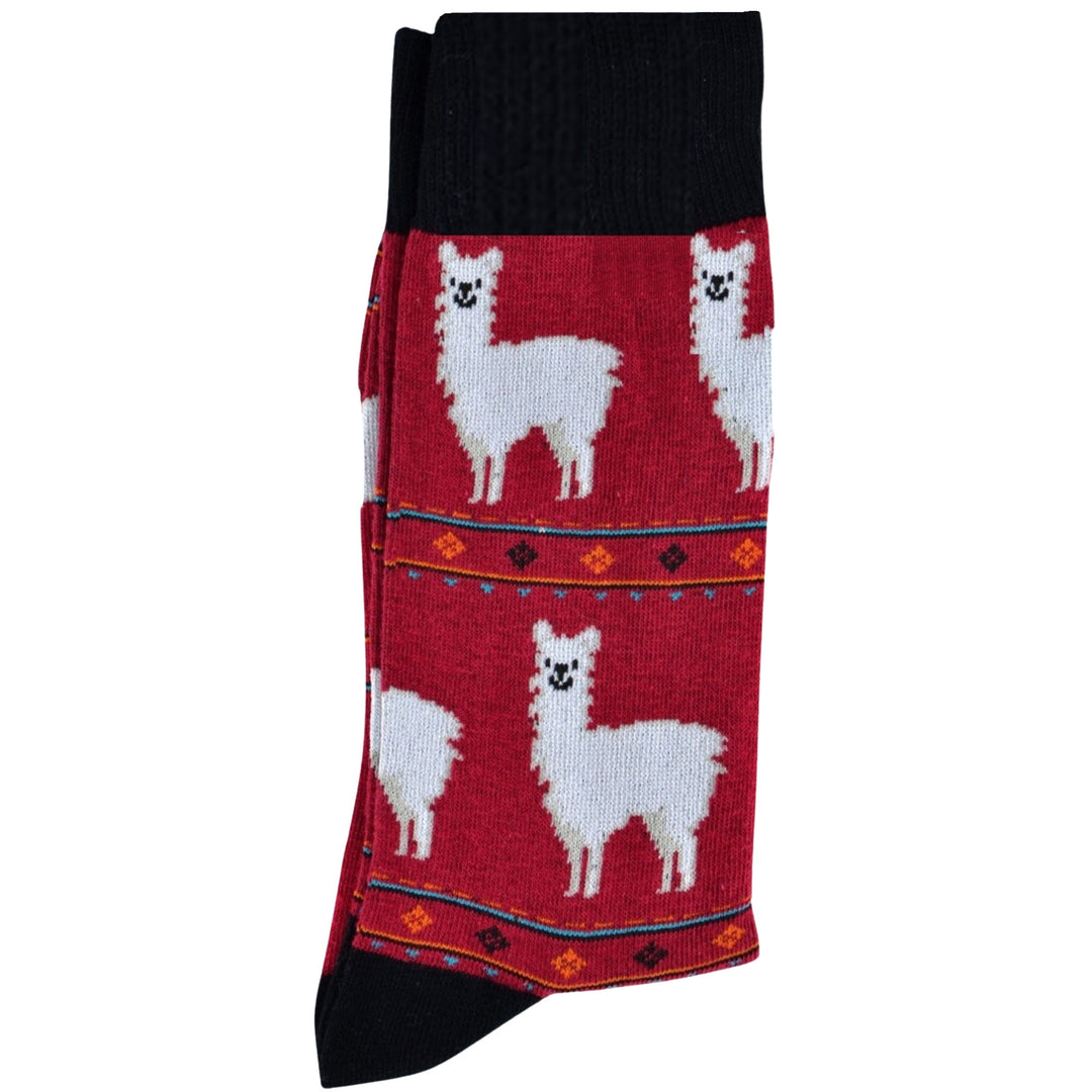 Alpaca Crew Novelty Socks - Burgundy