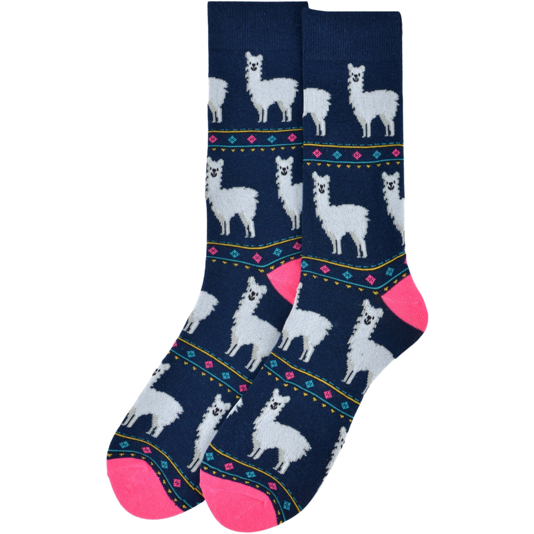 Alpaca Crew Novelty Socks - Navy