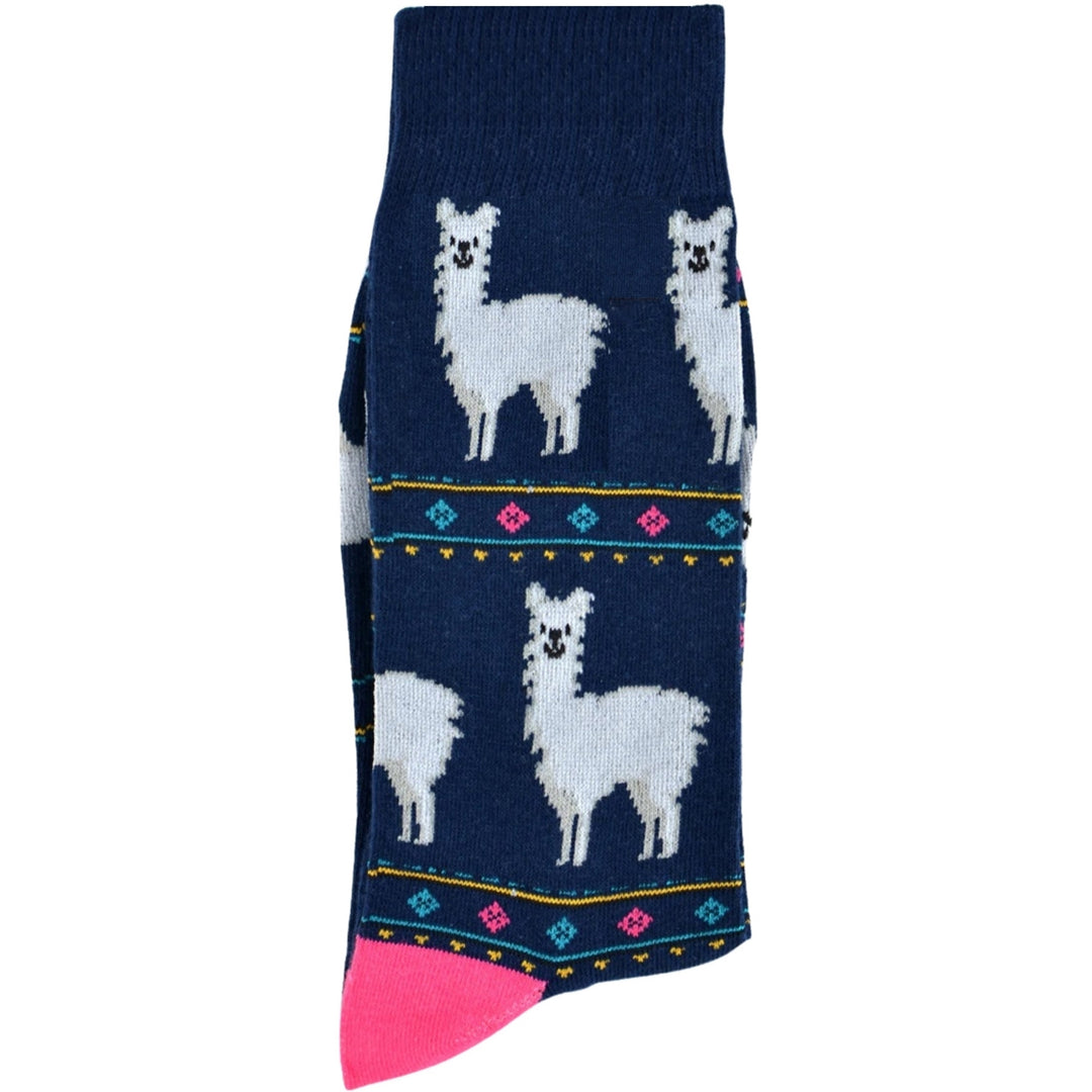 Alpaca Crew Novelty Socks - Navy