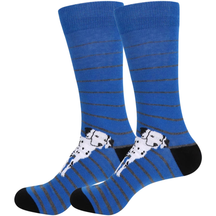Summer Inspired Spotted Dalmatian Dog Novelty Socks - Blue