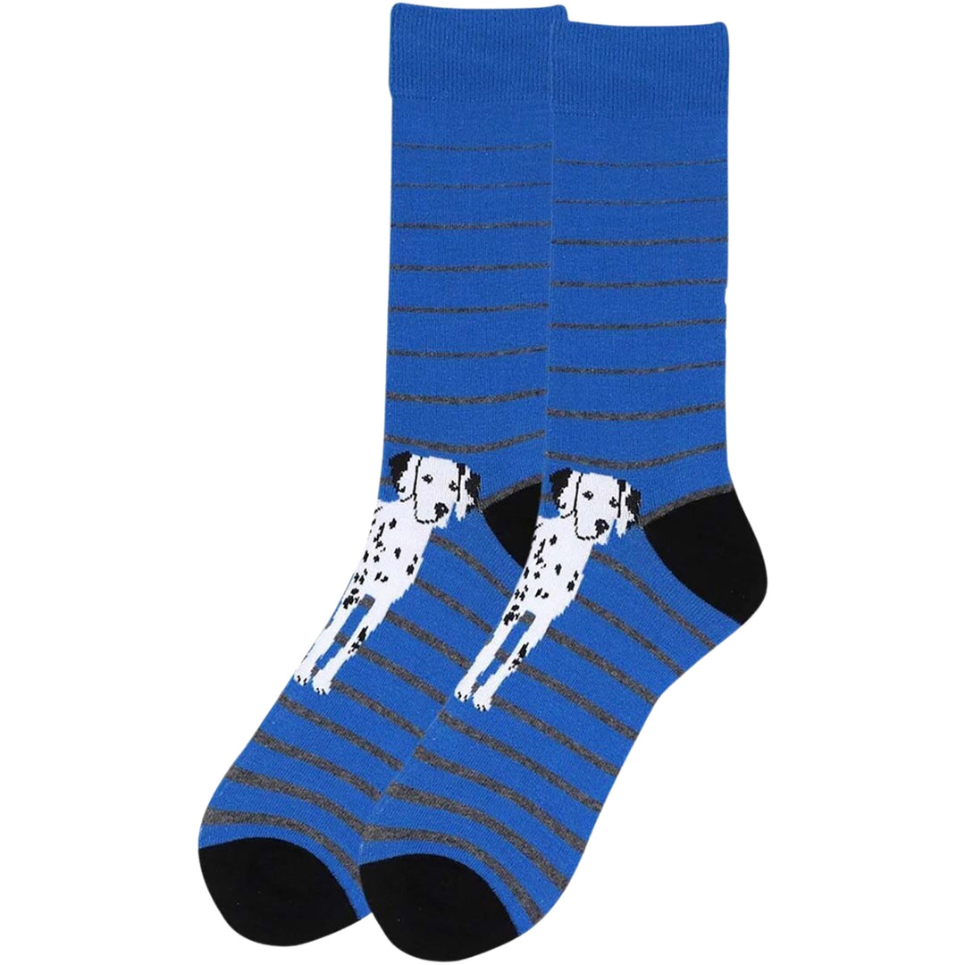 Summer Inspired Spotted Dalmatian Dog Novelty Socks - Blue