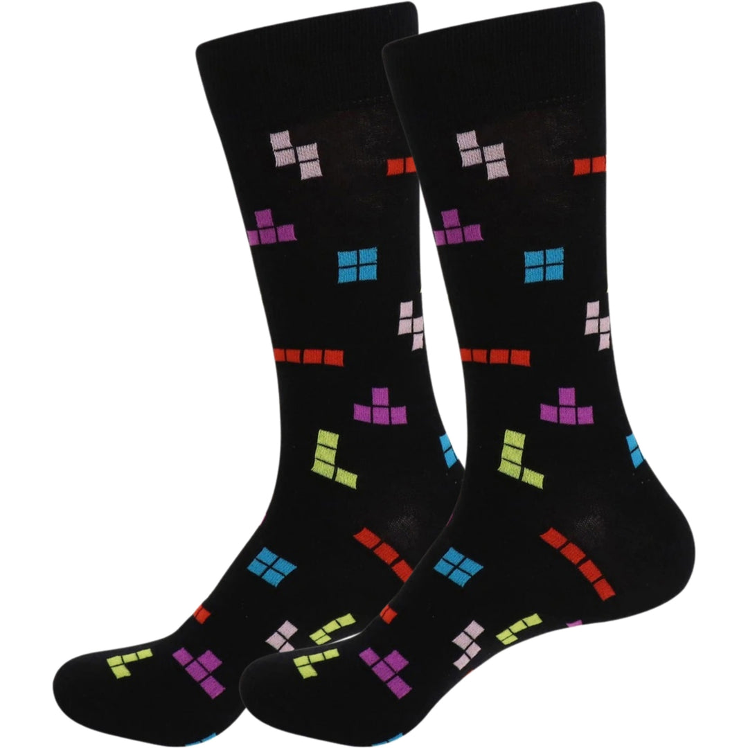 Tetris Gaming for the Win Crew Novelty Socks - Black