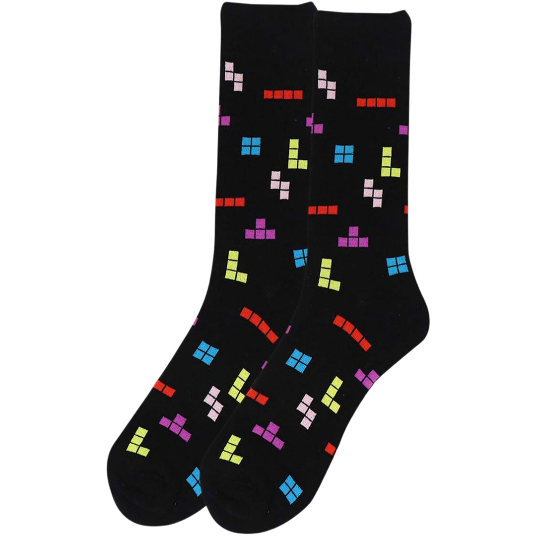 Tetris Gaming for the Win Crew Novelty Socks - Black