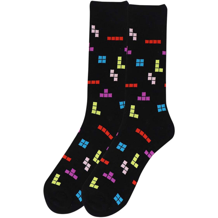 Tetris Gaming for the Win Crew Novelty Socks - Black