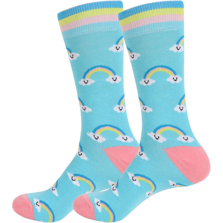 Smiley Rainbows Crew Novelty Socks - Black
