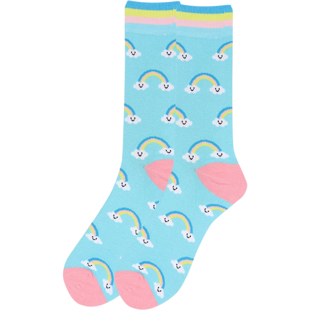Smiley Rainbows Crew Novelty Socks - Black