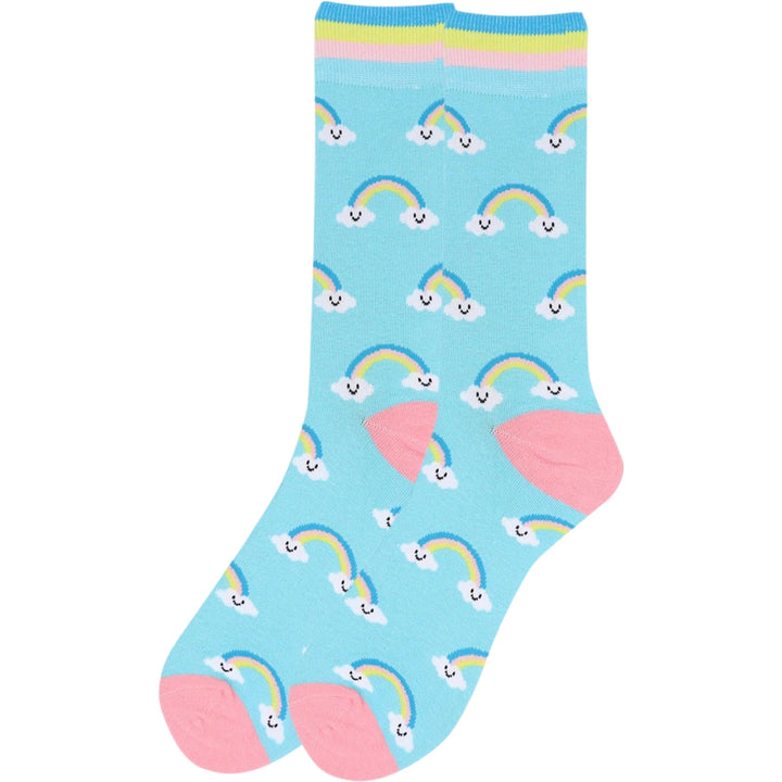 Smiley Rainbows Crew Novelty Socks - Black