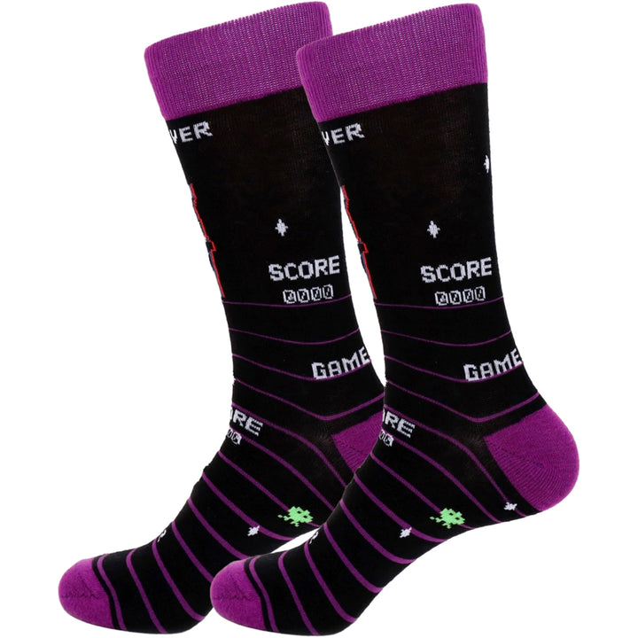 Game Over Final Score Arcade Crew Novelty Socks - Purple