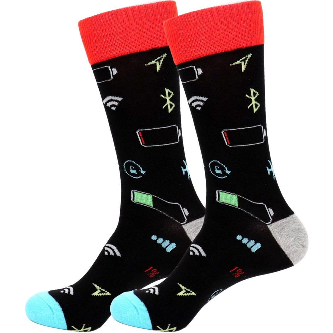 Smartphone Crew Novelty Socks - Black