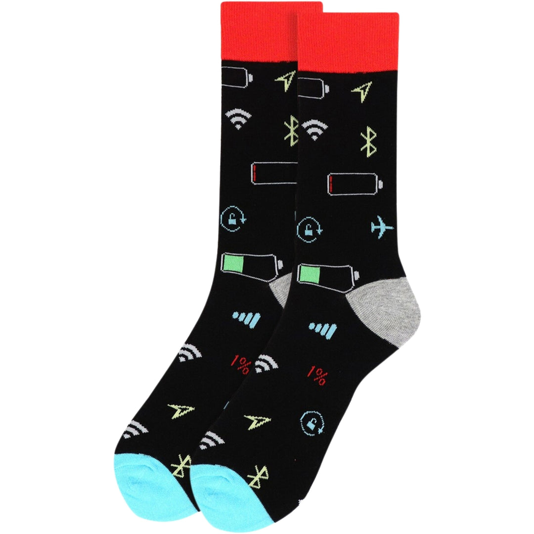 Smartphone Crew Novelty Socks - Black