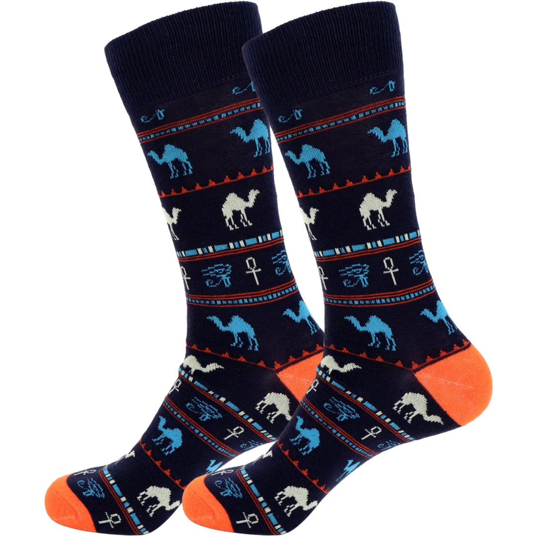 Egyptian Camel and Pyramid Novelty Socks - Black