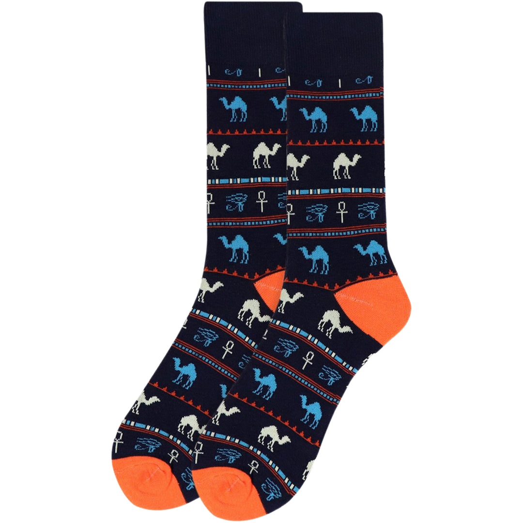 Egyptian Camel and Pyramid Novelty Socks - Black