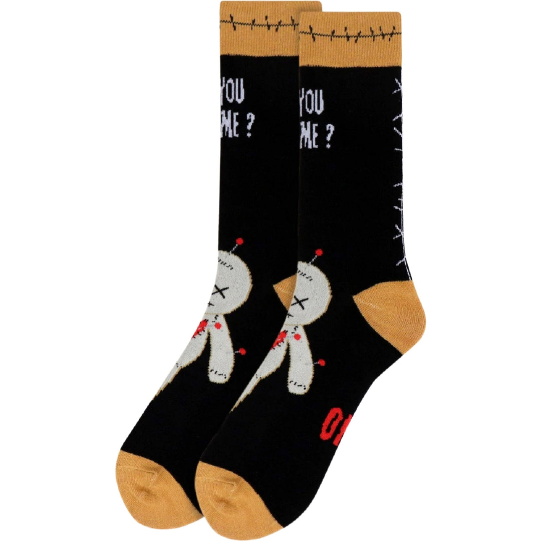 Voodoo Doll Crew Novelty Socks - Black