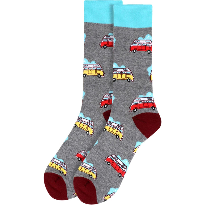Camping Car Crew Novelty Socks - Gray