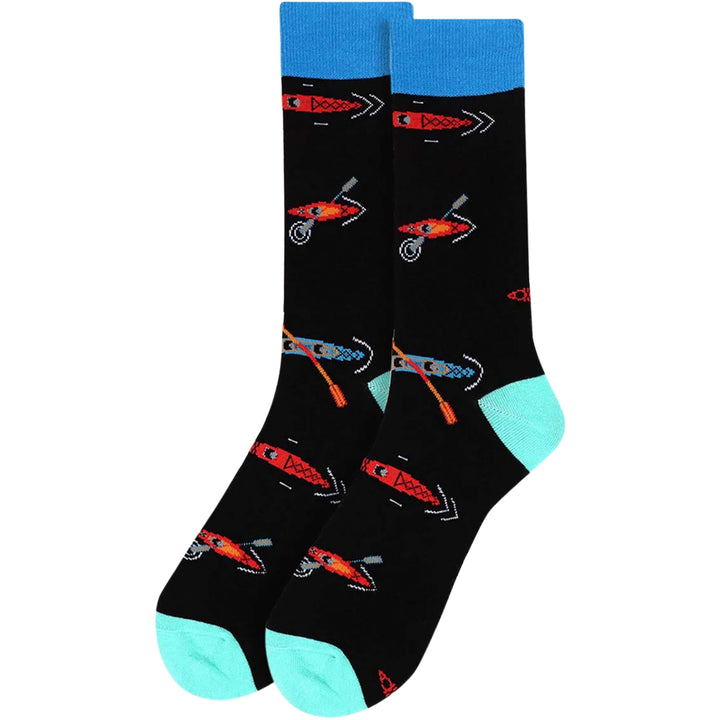 Lets Go On An Kayaking Adventure Crew Novelty Socks - Black