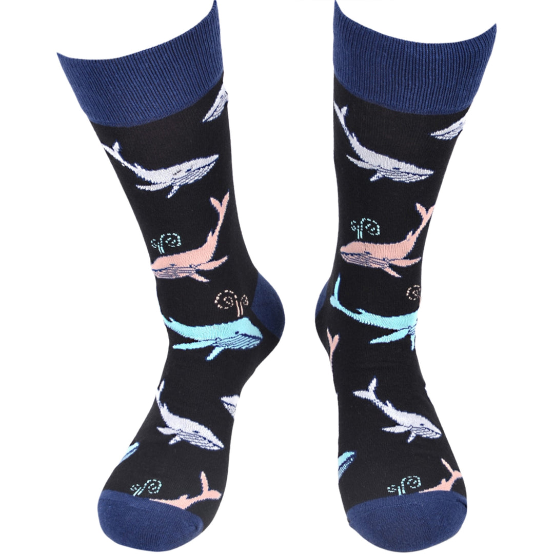 Whale Crew Novelty Socks - Black
