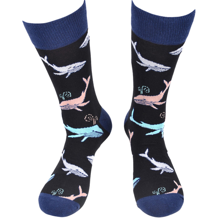 Whale Crew Novelty Socks - Black