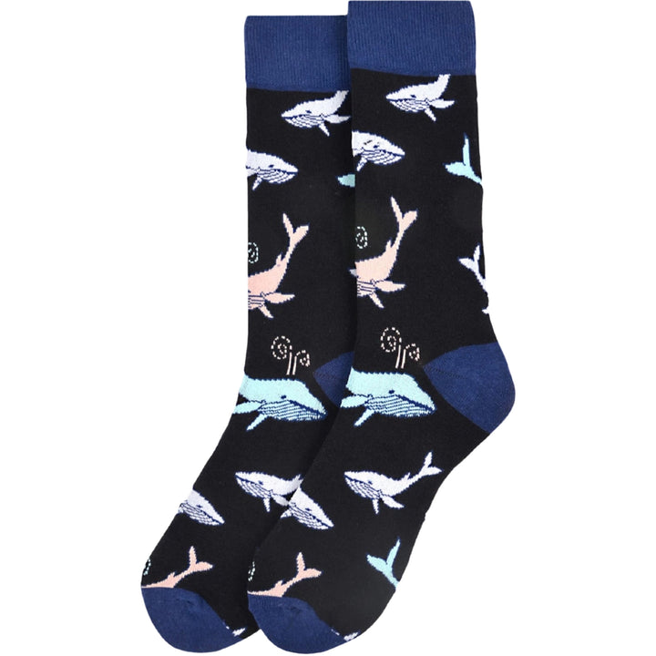Whale Crew Novelty Socks - Black
